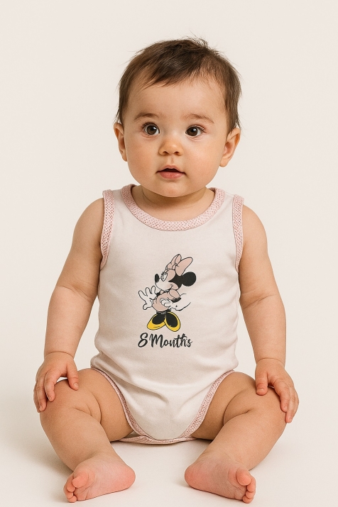 Бебешко  боди потник Мики Маус, бял цвят