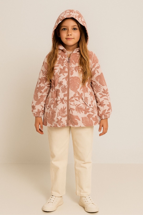Детско яке за момиче, розов цвят 