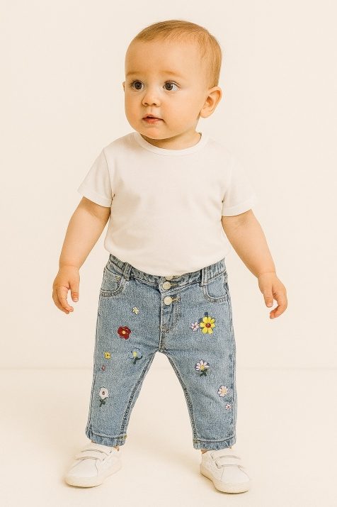 Бебешки дънки момиче, син цвят