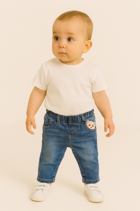 Детски дънки момиче, син цвят