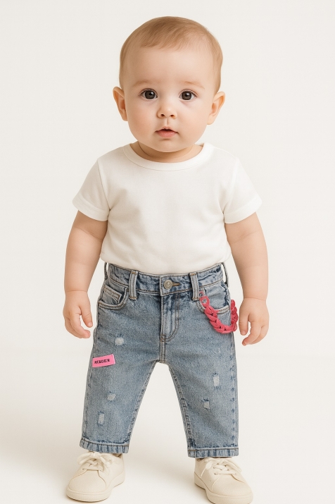 Бебешки дънки момиче, син цят