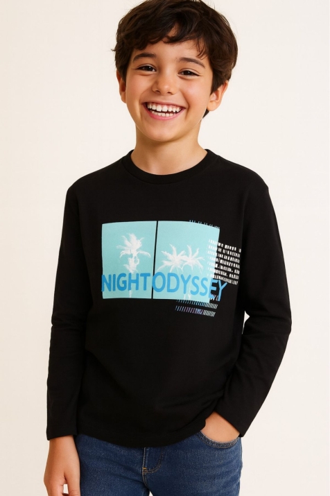 Детска блуза момче дълъг ръкав,черен цвят