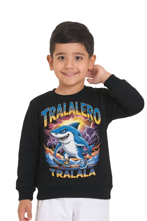 Детска блуза за момче с дълъг ръкав, черен цвят 