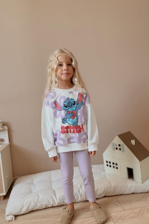 Детски комплект за момиче с дълъг ръкав, лилав