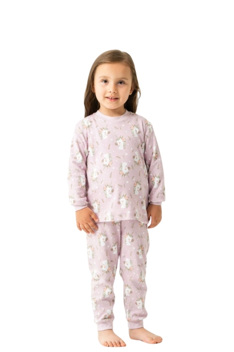  Детска пижама за момиче с дълъг ръкав, лилав цвят 