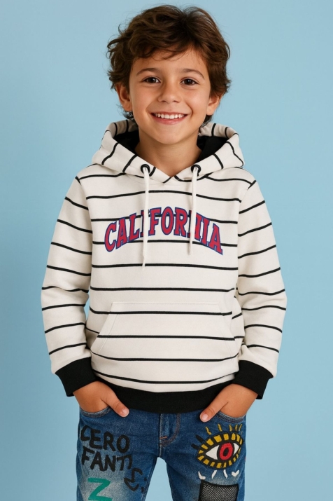 Детски суитшърт за момче, цвят екрю