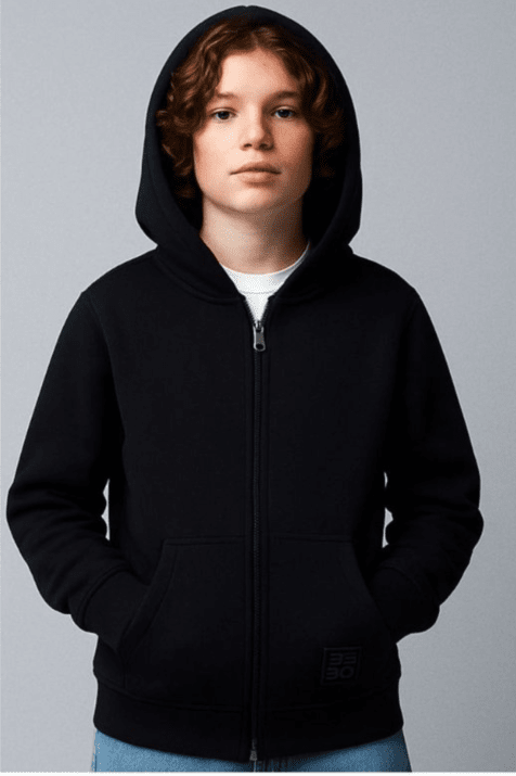 Детски ватиран суитшърт за момче, черен цвят