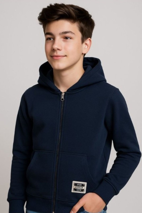 Детски ватиран суитшърт за момче, тъмно син цвят