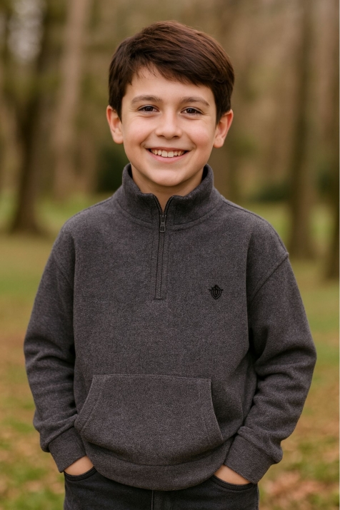 Детска блуза за момче с дълъг ръкав, тъмно сив цвят