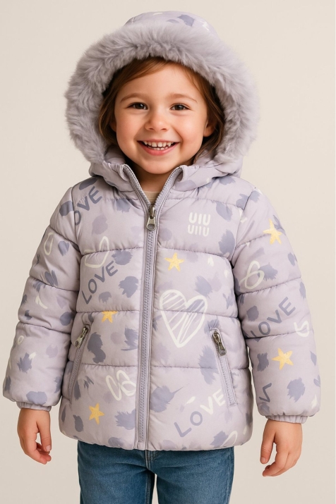Детско зимно яке зяа момиче, лилав цвят