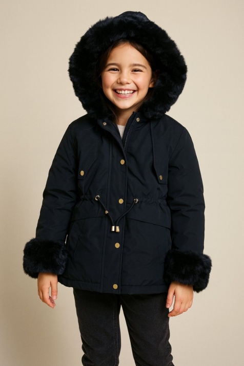 Детско зимно яке за момиче, черен цвят   