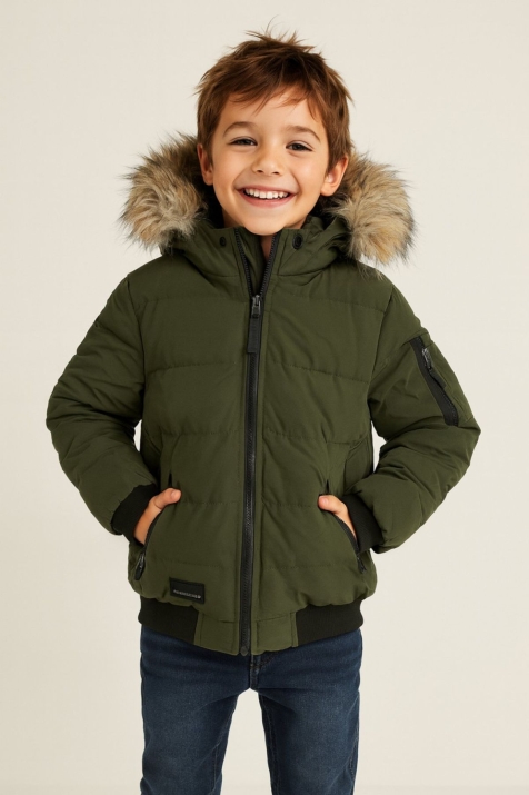 Детско зимно яке за момче, зелен цвят  