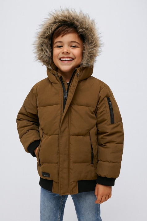 Детско зимно яке за момче, кафяв цвят