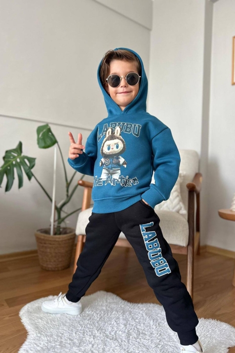 Детски комплект вата за момче с дълъг ръкав, син цвят