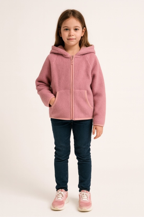 Детски суитшърт за момиче, цвят пудра 