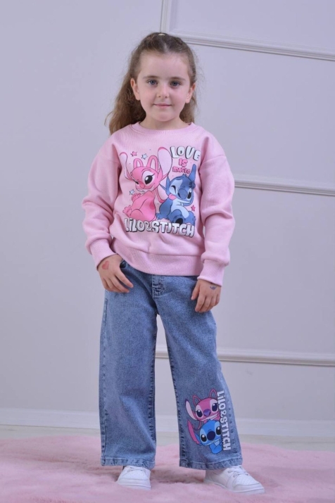 Детски комплект вата за момиче с дълъг ръкав, розов цвят