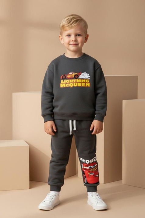 Детски комплект за момче с дълъг ръкав, тъмно сив цвят