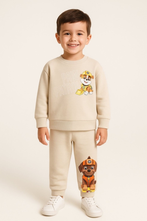 Детски комплект за момче с дълъг ръкав, бежов цвят