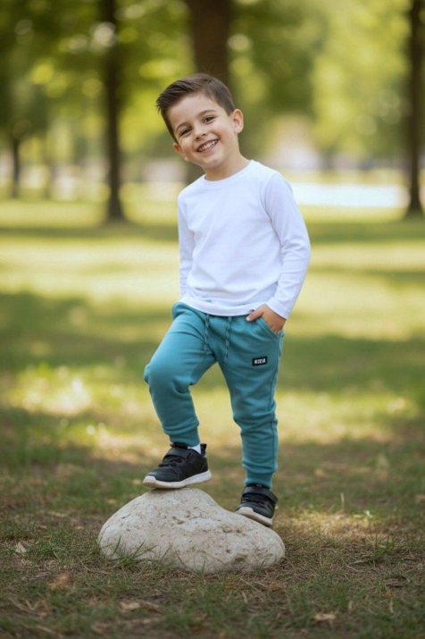 Детска долница за момче, цвят тюркоаз