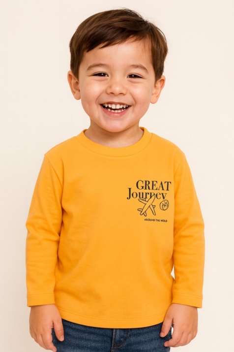Детска блуза за момче с дълъг ръкав, жълт цвят