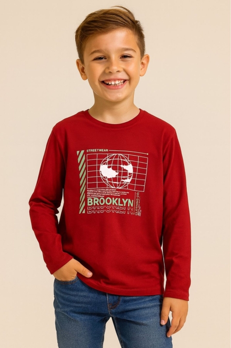 Детска блуза момче дълъг ръкав,червен цвят
