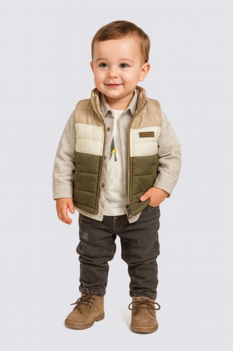 Детски комплект за момче с дълъг ръкав 4 части, зелен цвят