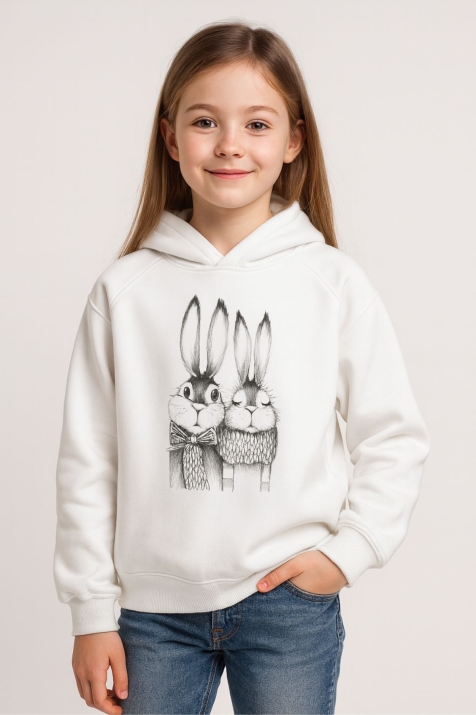 Детски суитшърт вата за момиче, цвят екрю