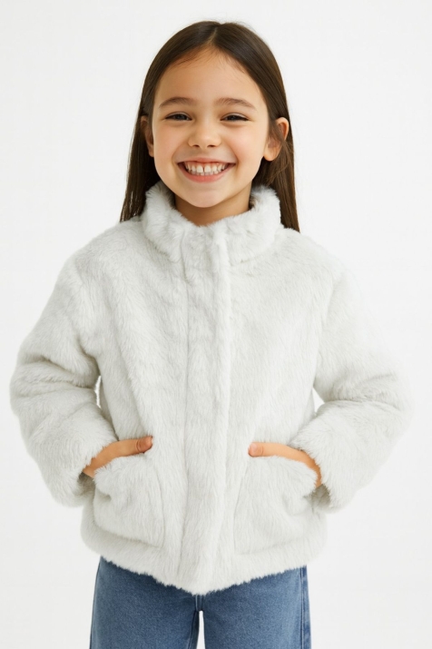 Детски суитшърт за момиче, цвят екрю