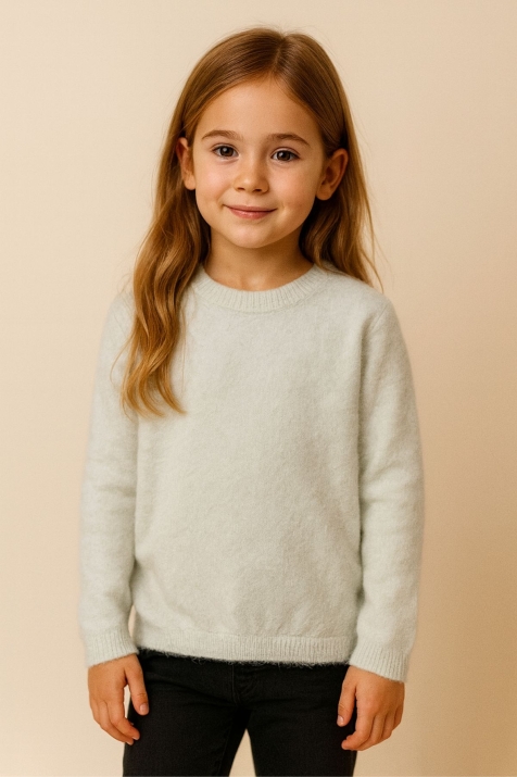 Детски пуловер момиче, бежов цвят