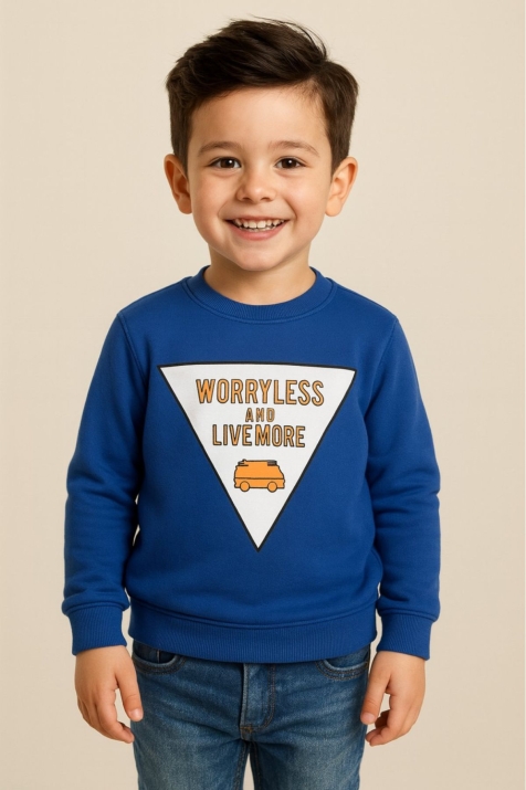 Детска блуза за момче с дълъг ръкав, син цвят 