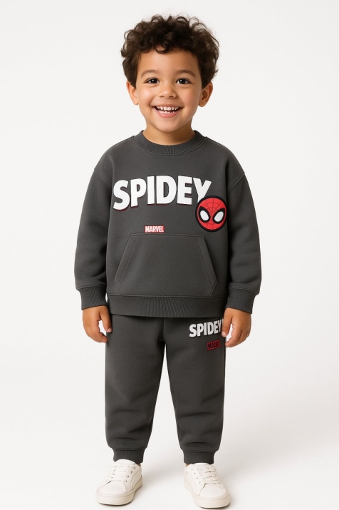 Детски комплект за момче с дълъг ръкав, тъмно сив цвят