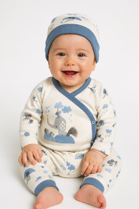 Бебешки комплект за изписване за момче 3 части, син цвят