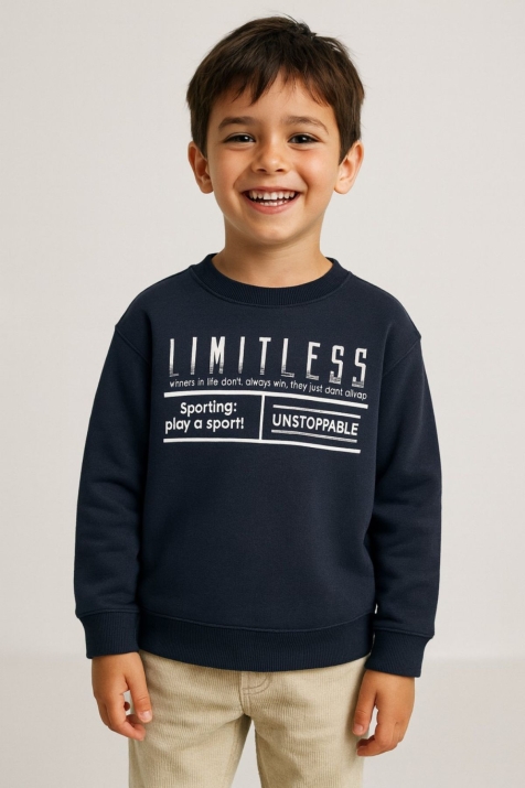 Детска блуза момче дълъг ръкав, тъмно син цвят