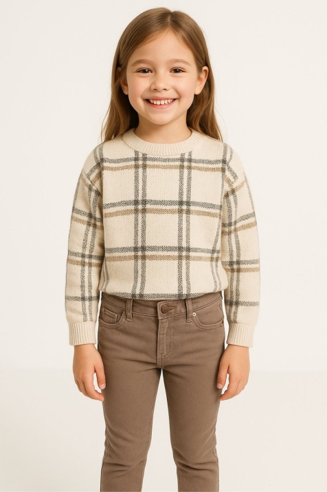 Детски панталон за момиче, кафяв цвят