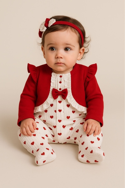 Бебешки гащеризон с дълъг ръкав, чевен цвят