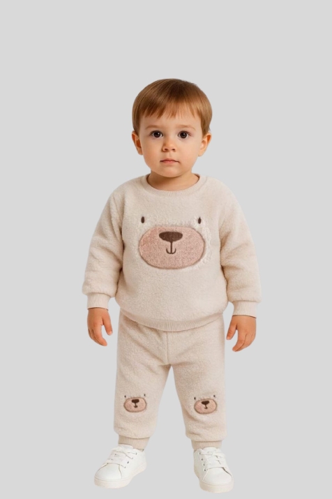 Детски комплект с дълъг ръкав, цвят екрю 