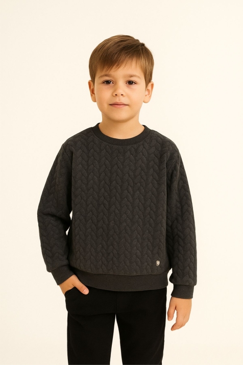 Детска блуза за момче с дълъг ръкав, сив цвят    