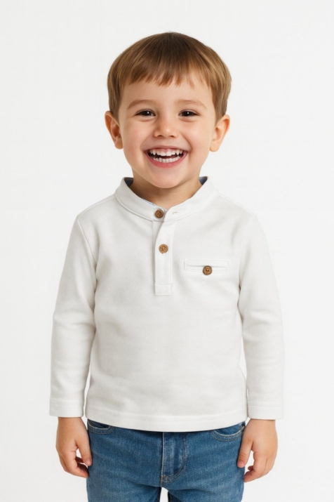Блуза за момче с дълъг ръкав,бял цвят