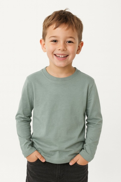 Детска блуза за момче с дълъг ръкав, зелен цвят