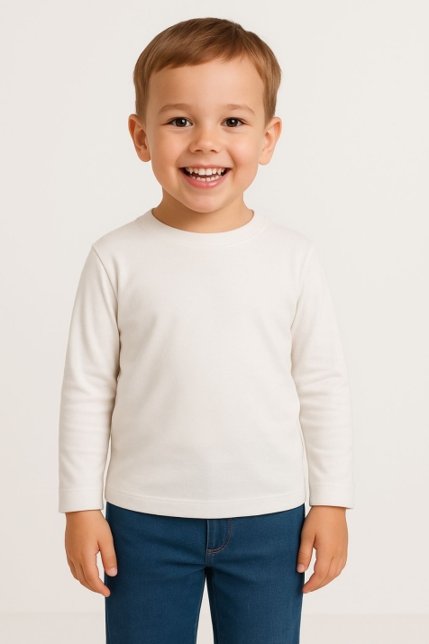 Детска блуза за момче с дълъг ръкав, бял цвят  
