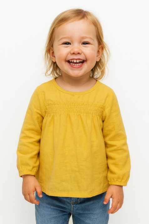 Детска блуза момиче дълъг ръкав,жълт цвят