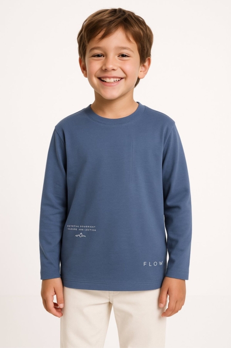 Детска блуза за момче с дълъг ръкав, син цвят