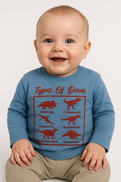 Бебешка блуза момче с дълъг ръкав,син цвят