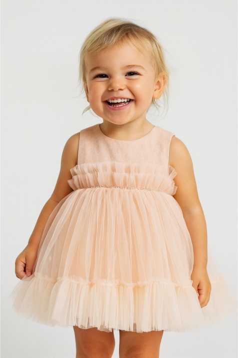 Бебешка официална рокля, цвят сьомга