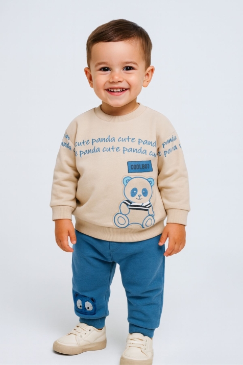 Детски комплект за момче с дълъг ръкав, син цвят