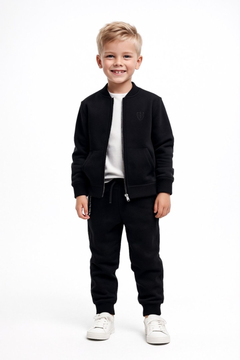 Детски спортен екип за момче с дълъг ръкав, черен цвят