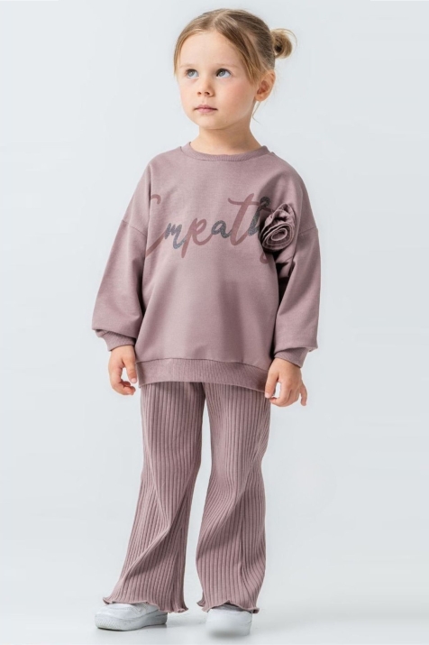 Детски комплект за момиче с дълъг ръкав, лилав цвят