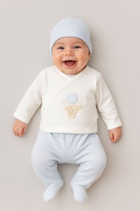 Комплект за изписване от органичен памук 5 части, син цвят