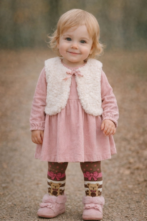 Бебешки чорапогащник момиче вата, кафяв цвят