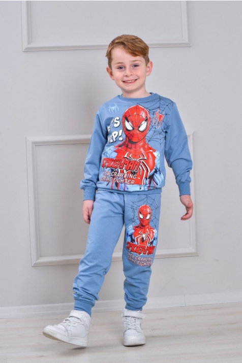 Детски комплект за момче с дълъг ръкав, син цвят